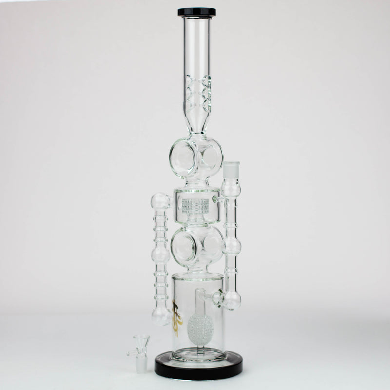 O 21" H2O Double ring glass water bong [H2O-24]