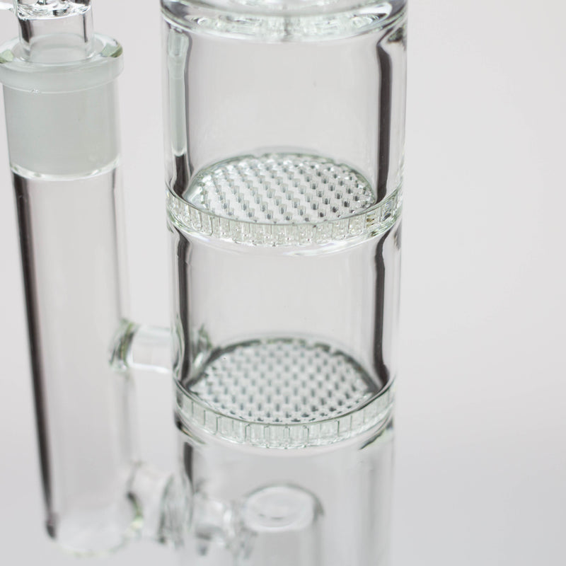 O 16" H2O Dual Honeycomb diffuser Glass water bong [H2O-27]