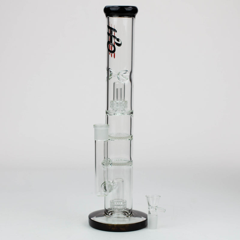 O 16" H2O Dual Honeycomb diffuser Glass water bong [H2O-27]