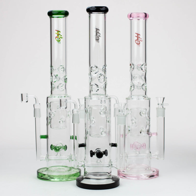 O 19" H2O 2-in-1 Double Joint glass water bong [H2O-22]