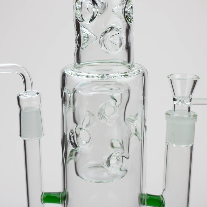 O 19" H2O 2-in-1 Double Joint glass water bong [H2O-22]