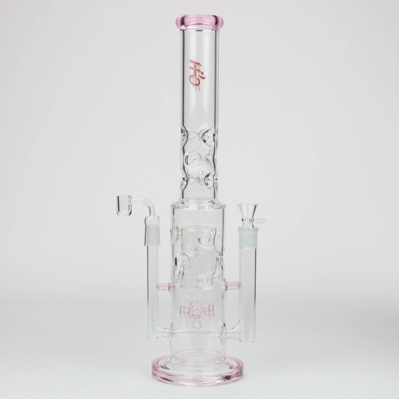 O 19" H2O 2-in-1 Double Joint glass water bong [H2O-22]