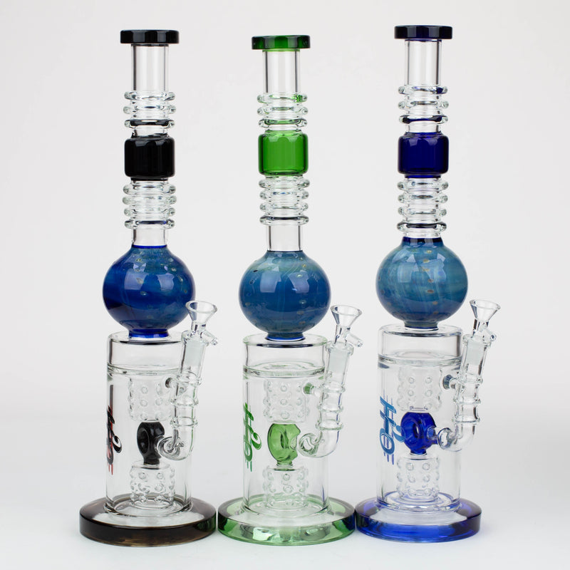 O 15" H2O Gold fumed sphere Glass water bong [H2O-23]