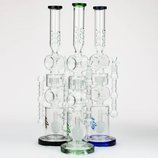 O 21" H2O Double ring glass water bong [H2O-24]