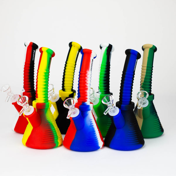 O Fortune | 8.5" Angled Silicone Waterpipe-Assorted Colours [SP1019]