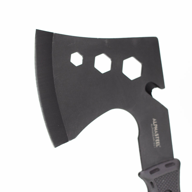 O ALPHASTEEL | Tactical Axe with Sheath Black Hatchet [F103A]