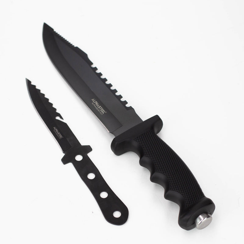 O ALPHASTEEL | 11.5″ Tactical Hunting Knife with throwing Knife [1248A]