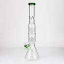 19" Dual 8 arms perc, with splash guard 7mm glass water bong [G11135] Glass Bong Purple Haze Smoke Inc Green