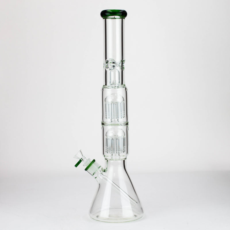 O 19" Dual 8 arms perc, with splash guard 7mm glass water bong [G11135]