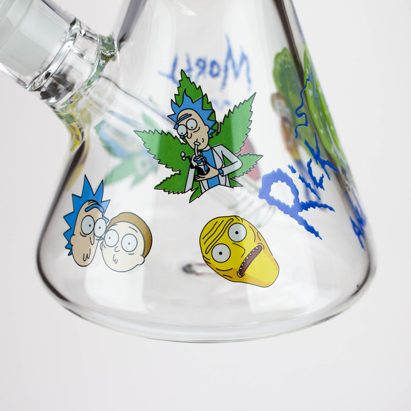 O 14” RM cartoon 7 mm glass beaker water bong Assorted Designs