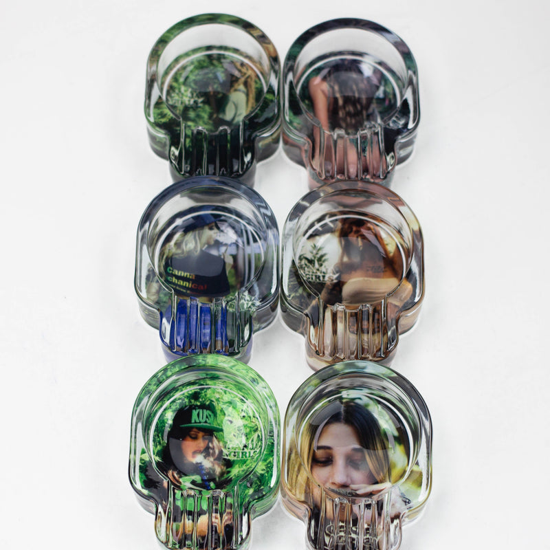 O Skull glass ashtray Box of 6