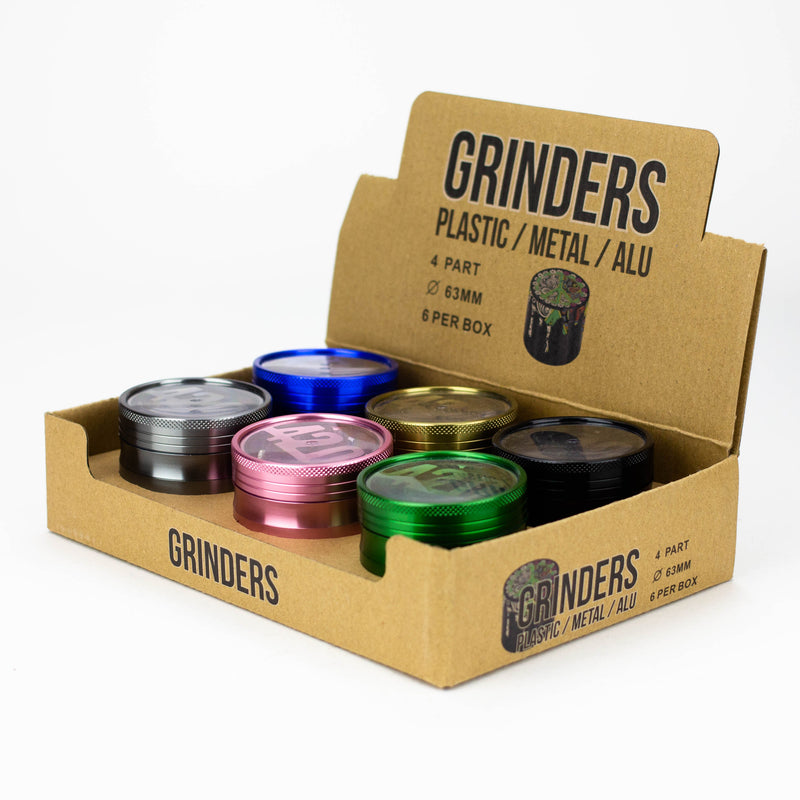 O 4 Parts 420 Aluminum Grinder Color Assorted Box of 6 [G1015]
