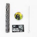 Glass one hitter, Grinder and screen gift set, grinder with Cleaning Brush, Screens and Case Metal Pipe BANKA