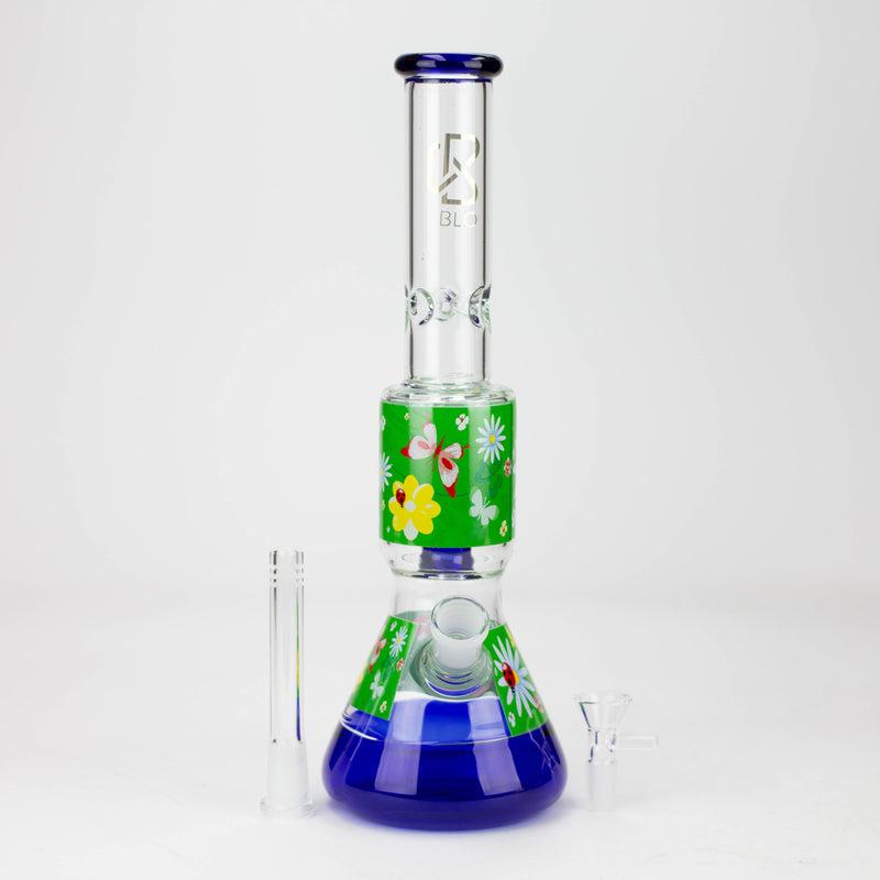 O BLO | 13" Flower decal glass bong
