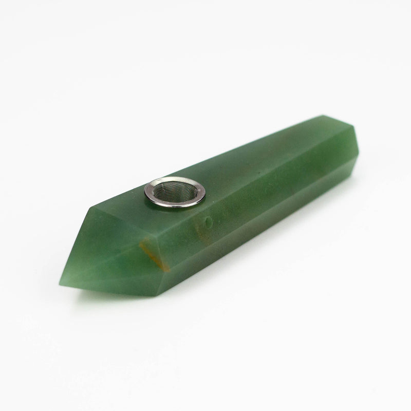 Acid Secs | Green Adventurine Crystal Pipe with Choke Quartz · Stone Pipe Acid Secs Productions Inc.