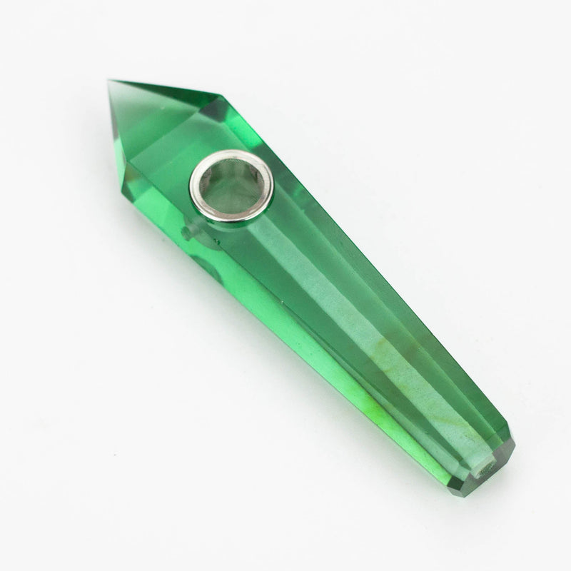 Acid Secs | Transparent Crystal Pipe with Choke Quartz · Stone Pipe Acid Secs Productions Inc. Green
