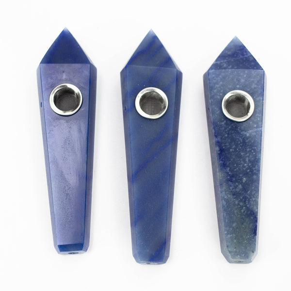 Acid Secs | Blue Adventurine Crystal Pipe with Choke Quartz · Stone Pipe Acid Secs Productions Inc.