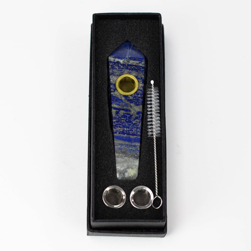 Acid Secs | Lapis Lazuli Crystal Pipe with Choke Quartz · Stone Pipe Acid Secs Productions Inc.