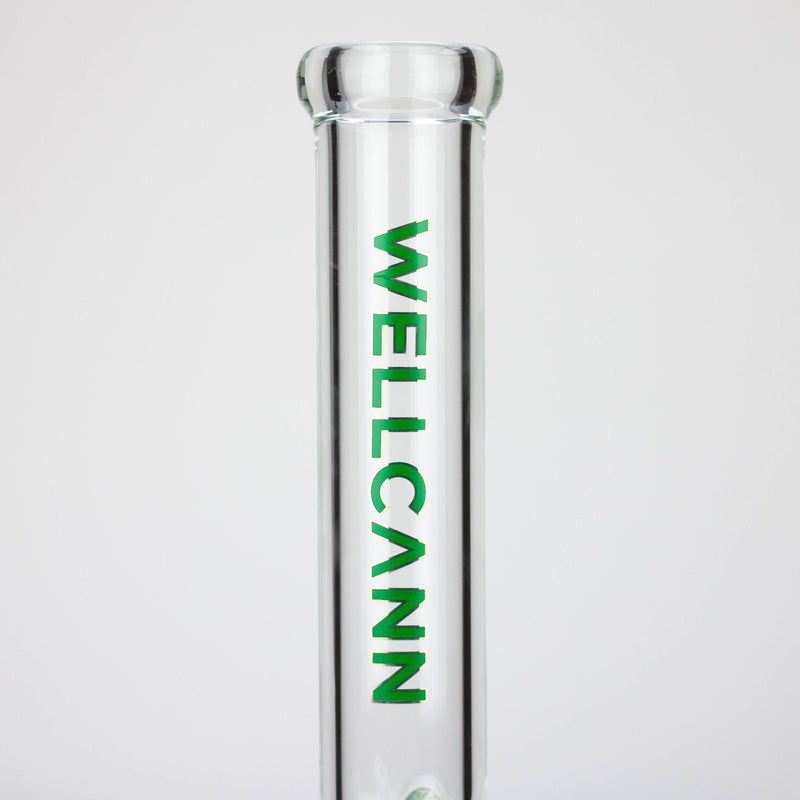 O WellCann | 15" 7mm Beaker Bong with Thick Decal Base - Green Rainbow