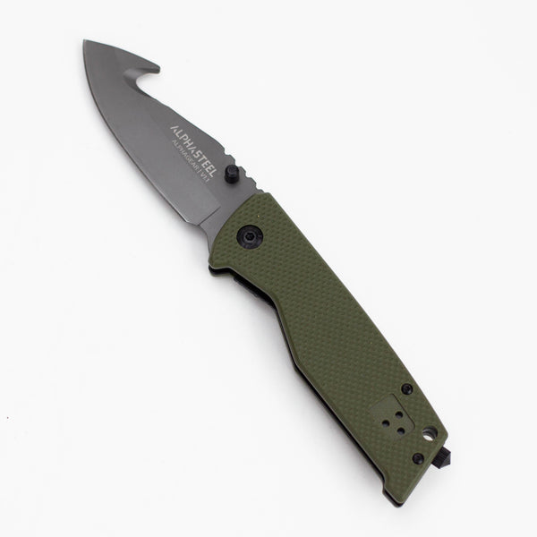 O ALPHASTEEL | Hunting Knife - GREEN FOLD