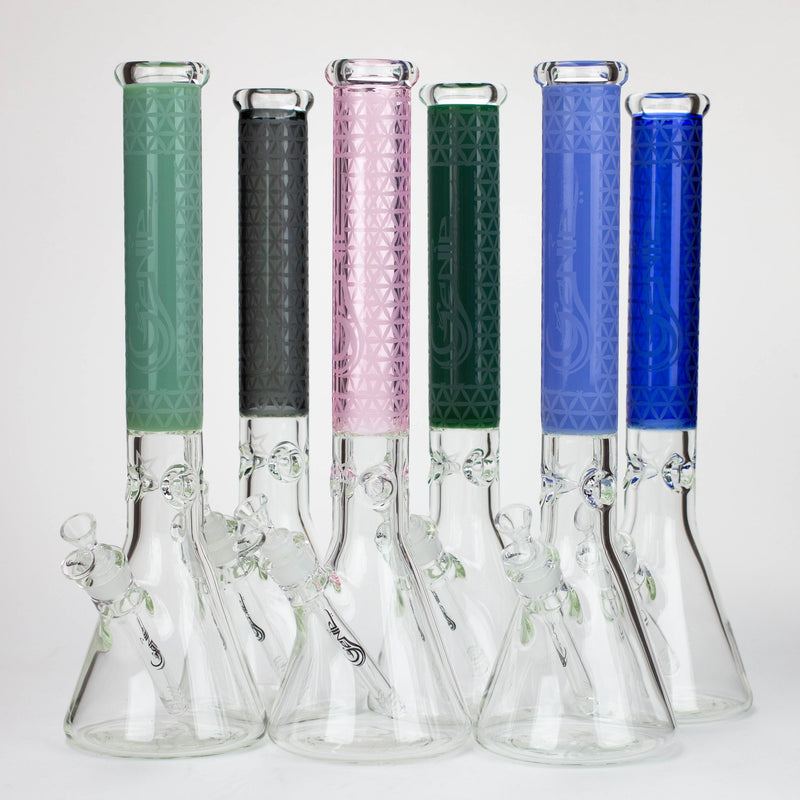 O Genie | 17" sandblasted artwork tube 7 mm glass water bong [GB21005]