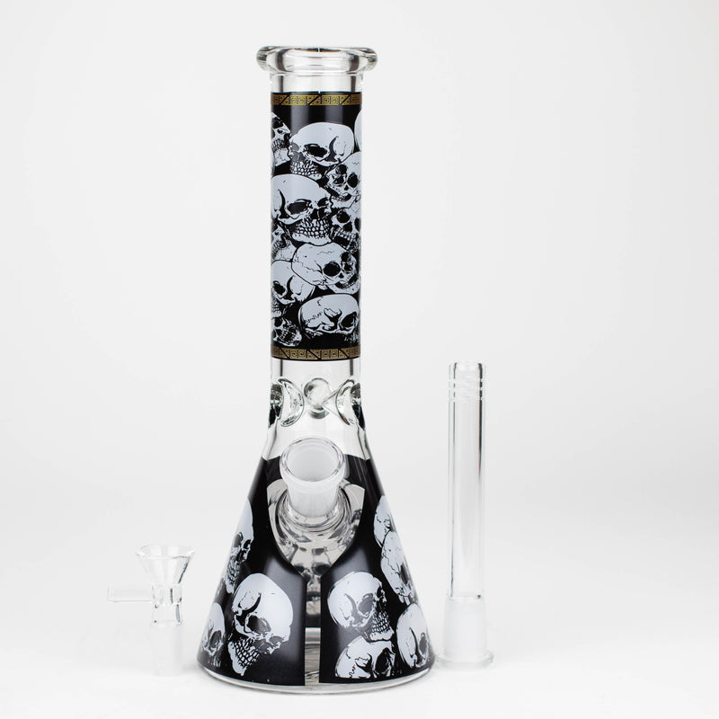 O 10" Glass Bong With Skull Design [WP 131]