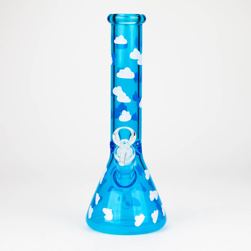 O 10" Glass Bong With Cloud Design [WP-136]
