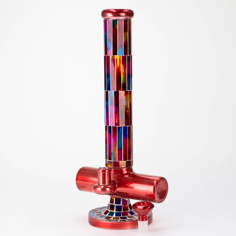 O 15.5" Mosaic 7mm glass bong with inline diffuser and tree arm percolator [MSAK-11]