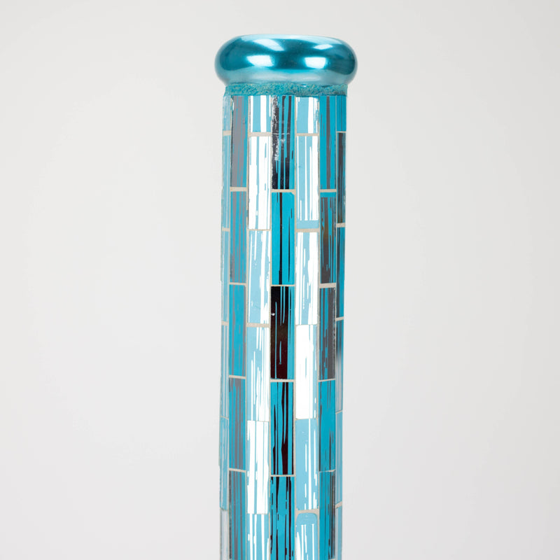 O 15.5" Mosaic 7mm glass beaker bong with tree arm percolator [MSAK-1]