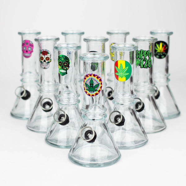 O 6" Clear Mini soft glass water bong Box of 10 [BLMIN-03-02]