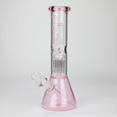 PHS | 12" Glass beaker color Bong with tree arm percolator [PHSPR-12] Glass Bong Purple Haze Smoke Inc Pink