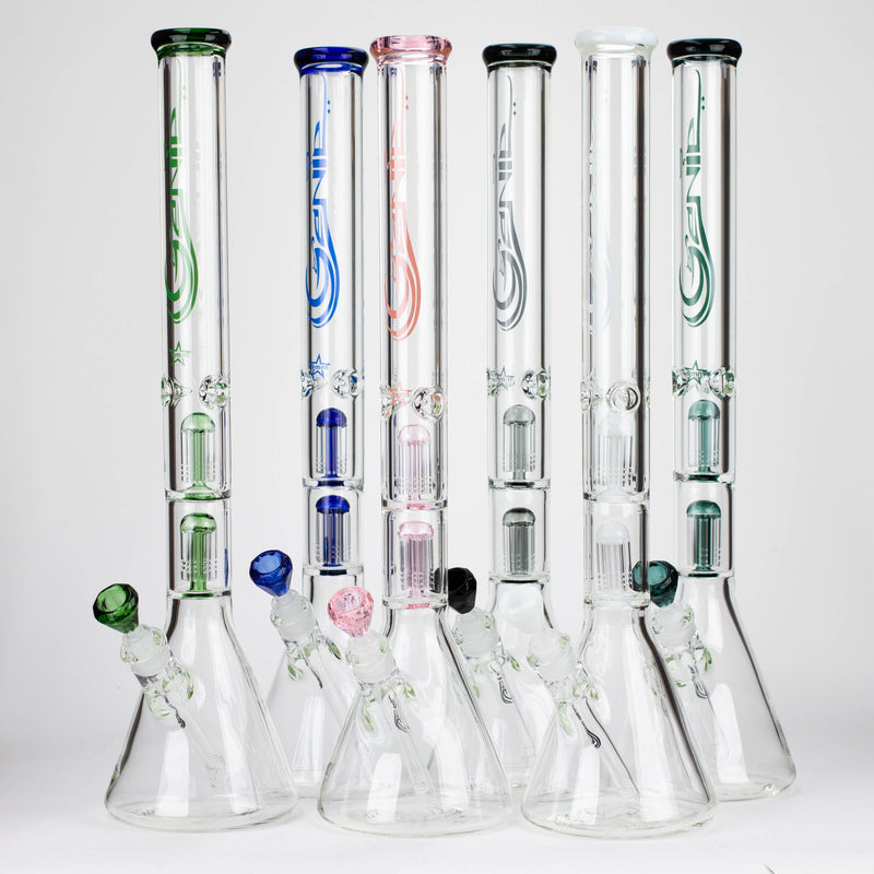 O GENIE | 24" Dual 6 arms 9mm glass water beaker bong