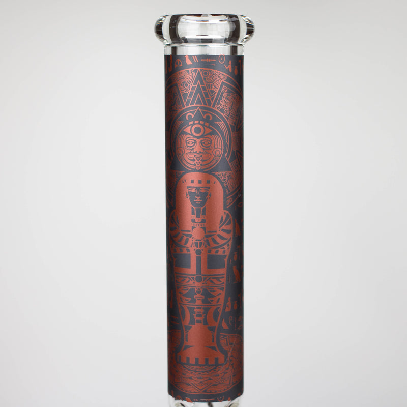 O 15.5" Egyptian Hieroglyph / 7 mm / Glass Bong  [LL034-RED]