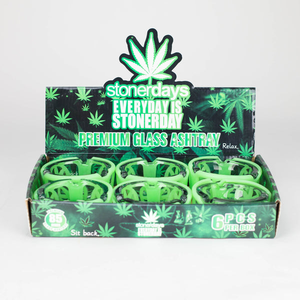 O Grow in the dark premium glass ashtray Box of 6