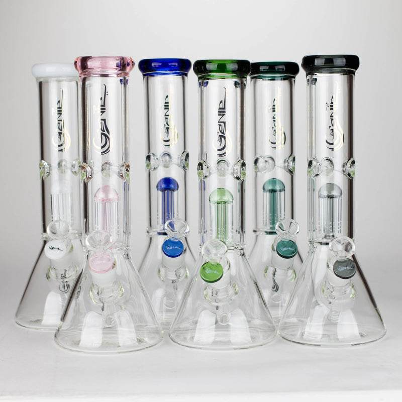 O Genie | 12" Genie-Tree arms color accented glass water bong [NS104]