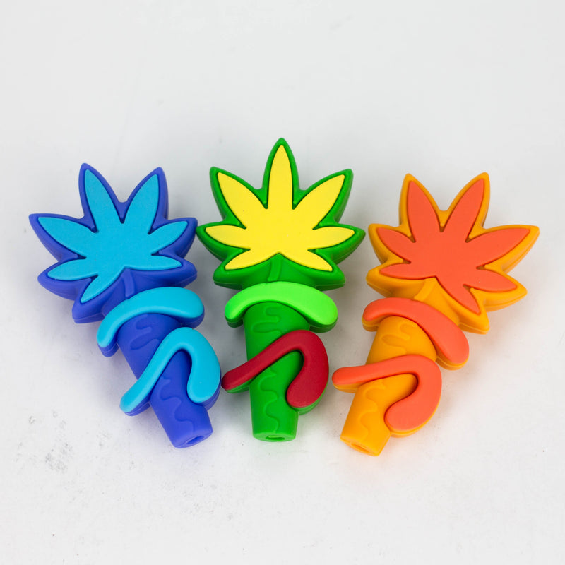 O 3" 710  marijuana leaf hand pipe-Assorted Colours [H303]