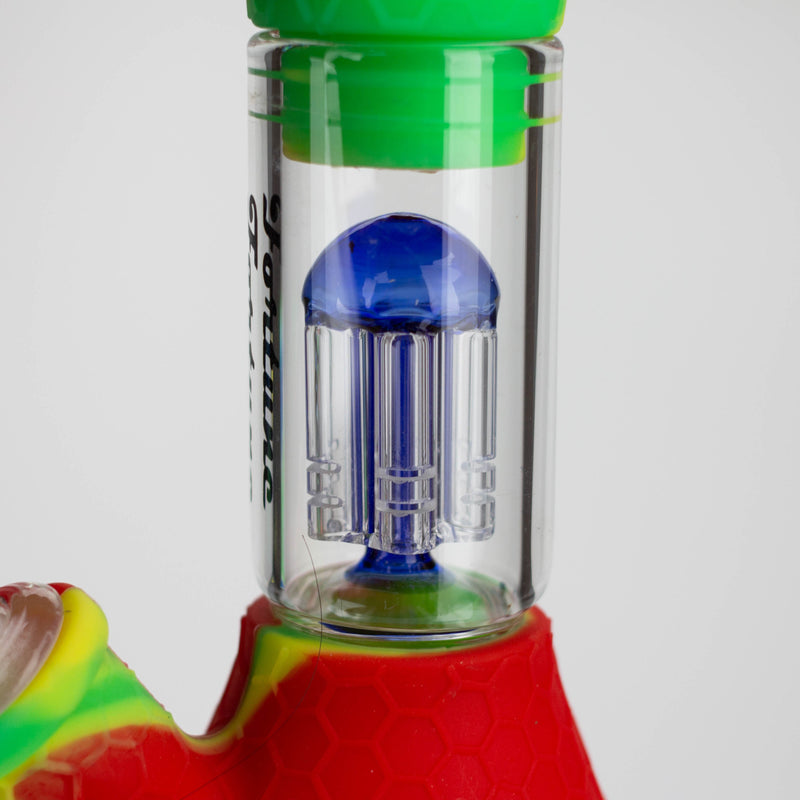 O 11" Silicone with glass percolator bong - Assorted Colours [SP1060]