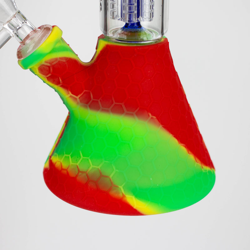 O 11" Silicone with glass percolator bong - Assorted Colours [SP1060]