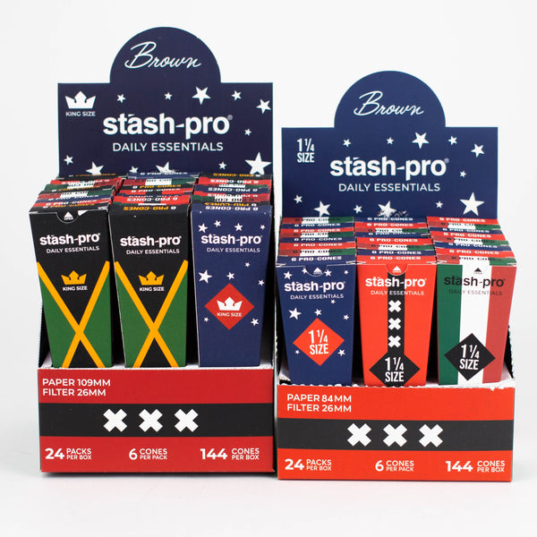 O Stash-Pro |  Unbleached (Brown)  Pro 6 Cones box of 24