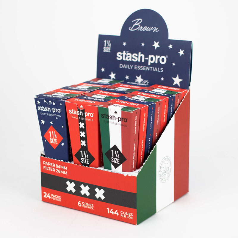 O Stash-Pro |  Unbleached (Brown)  Pro 6 Cones box of 24