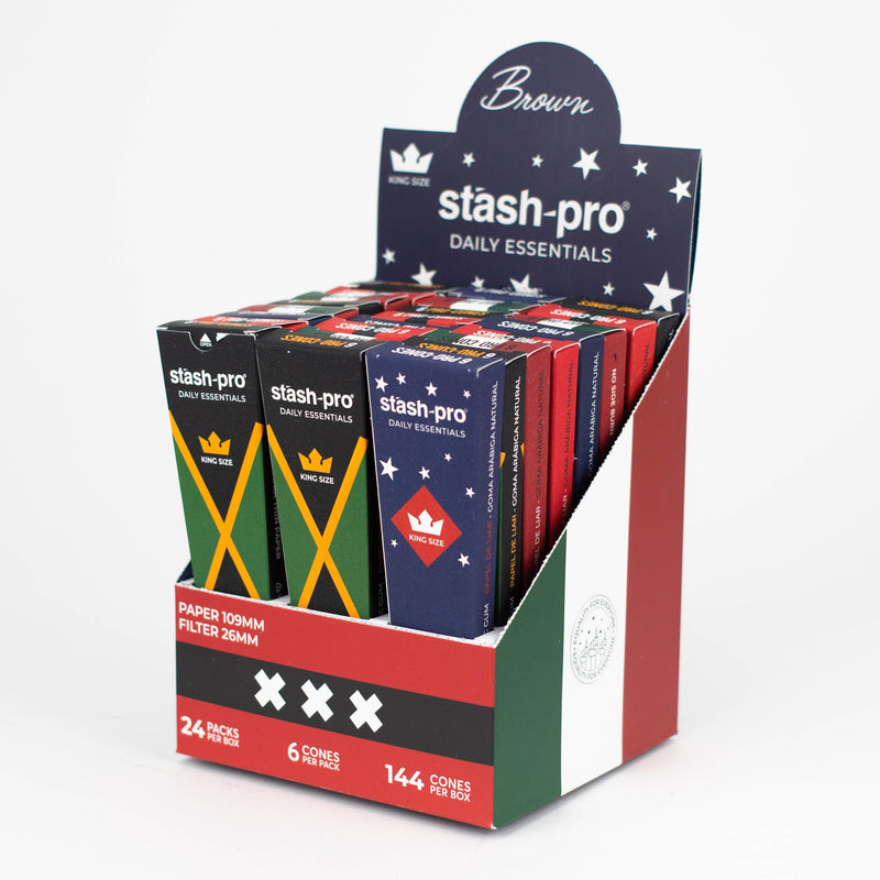 O Stash-Pro |  Unbleached (Brown)  Pro 6 Cones box of 24