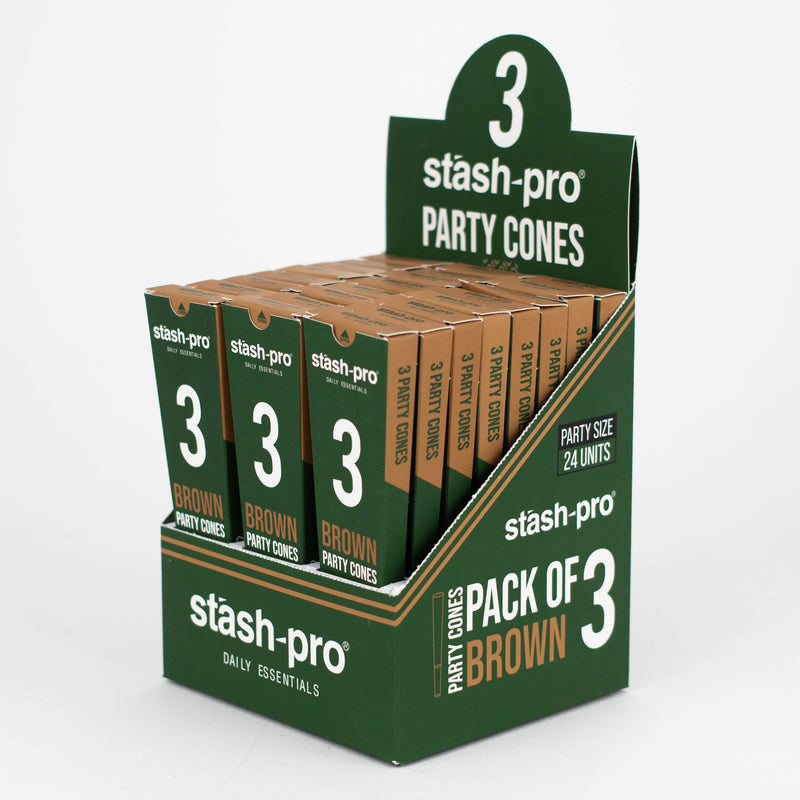 O Stash-Pro | Unbleached (Brown)  Party Pack 3 Cones box of 24