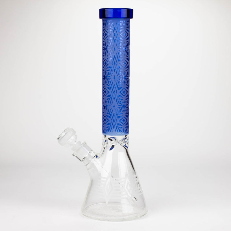 O COBRA | 14" sandblasted geometric graphic 7 mm glass bong [YK01]