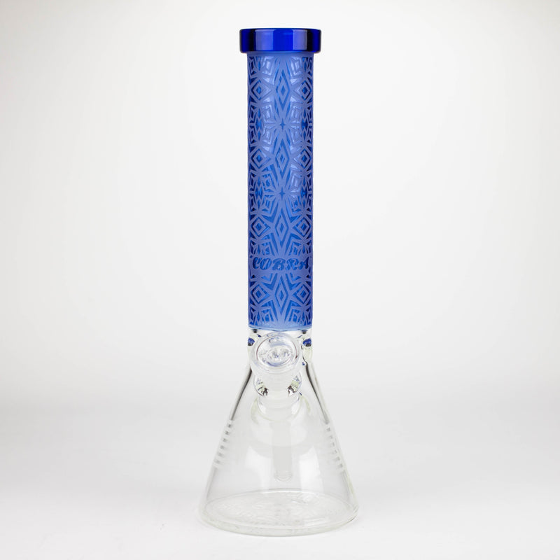 O COBRA | 14" sandblasted geometric graphic 7 mm glass bong [YK01]