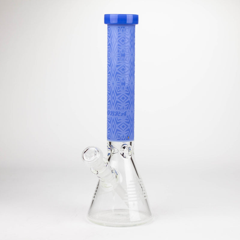 O COBRA | 14" sandblasted geometric graphic 7 mm glass bong [YK01]