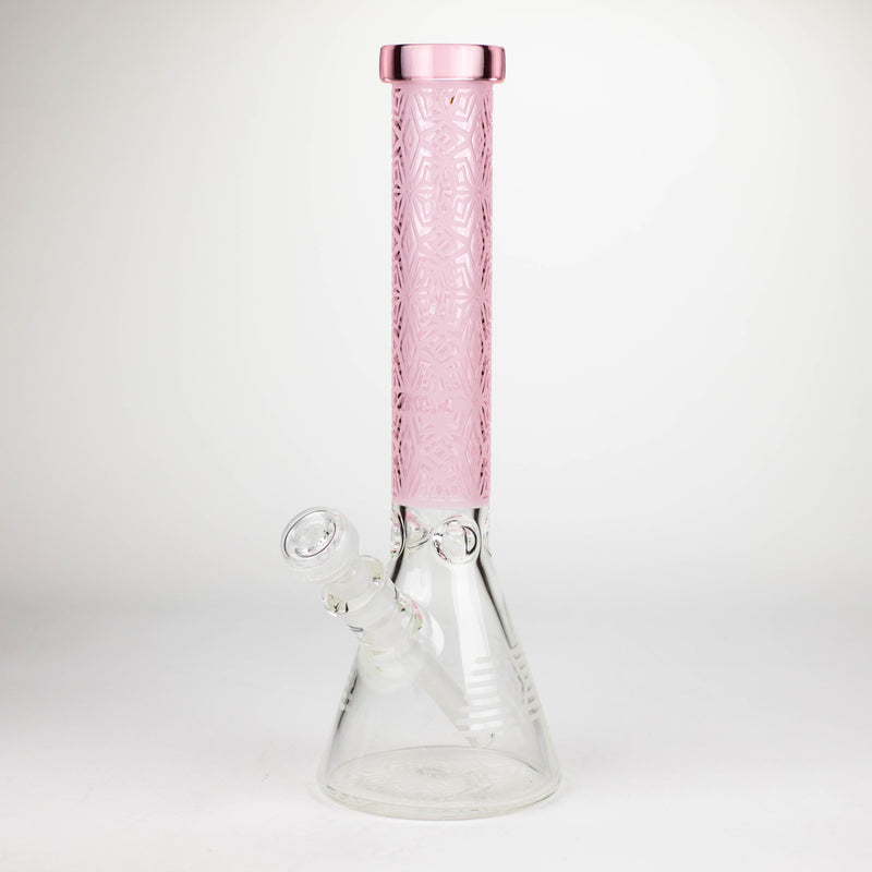 O COBRA | 14" sandblasted geometric graphic 7 mm glass bong [YK01]