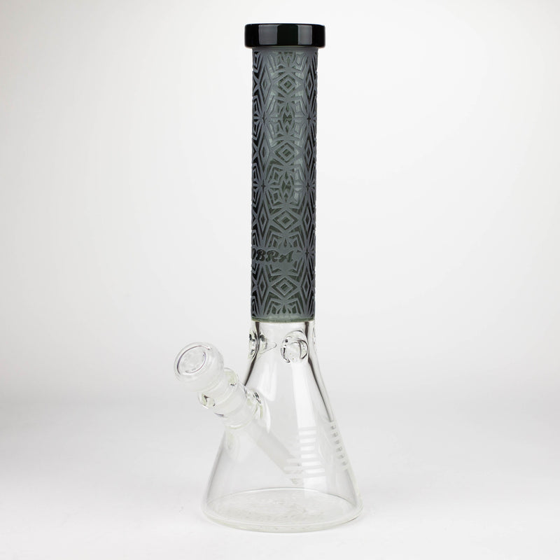 O COBRA | 14" sandblasted geometric graphic 7 mm glass bong [YK01]