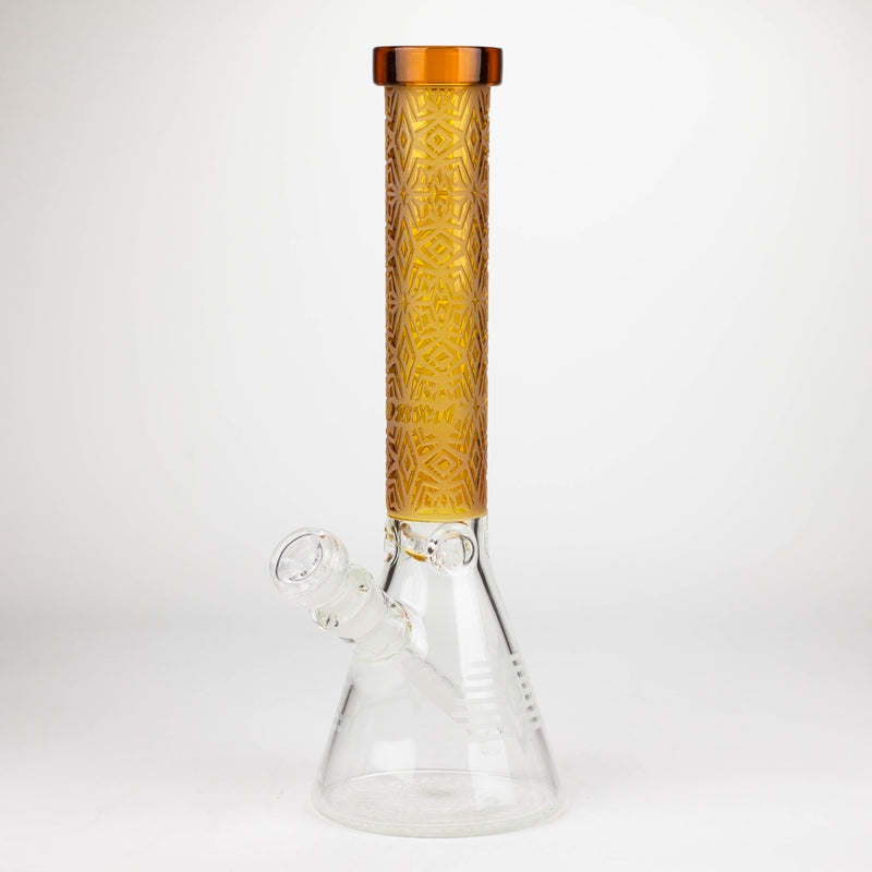 O COBRA | 14" sandblasted geometric graphic 7 mm glass bong [YK01]