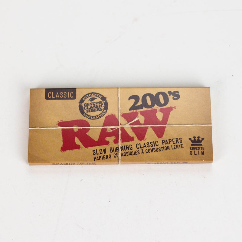 O RAW 200's. Natural Unrefined King Slim paper Box of 40