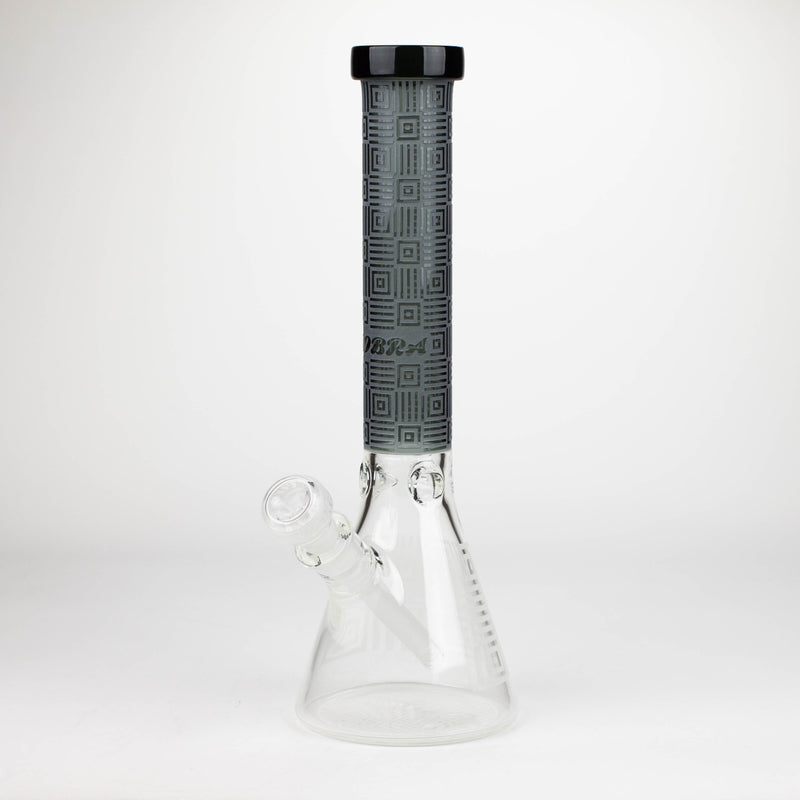 O COBRA | 14" sandblasted geometric graphic 7 mm glass bong [YK06]